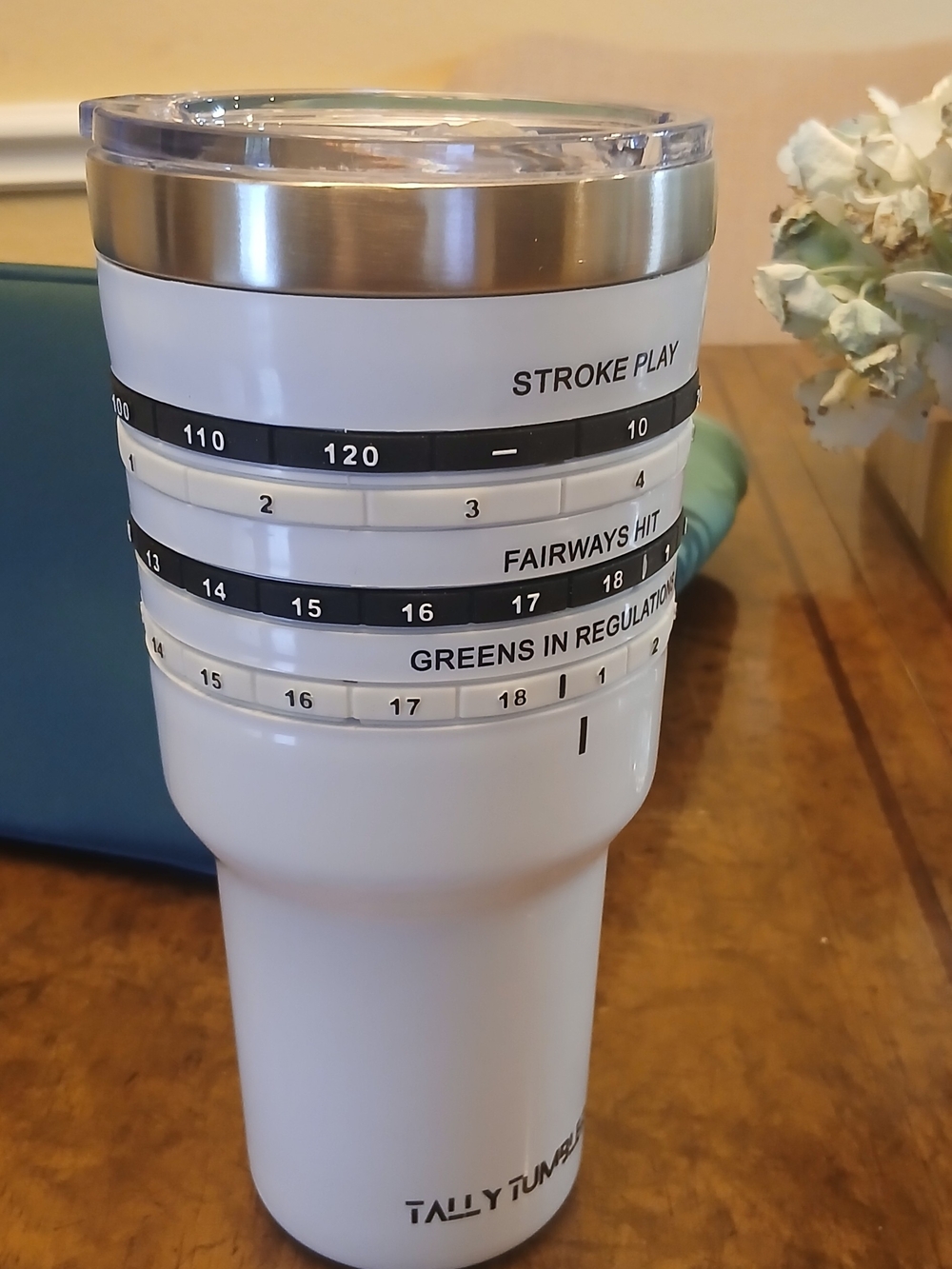White Golf Yardage Travel Tumbler - Stroke Play